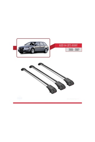 Audi A4 B7 Avant2005-2007 Arası İle Uyumlu Ace-1 Ara Atkı Tavan Barı Gri 3 Adet Bar