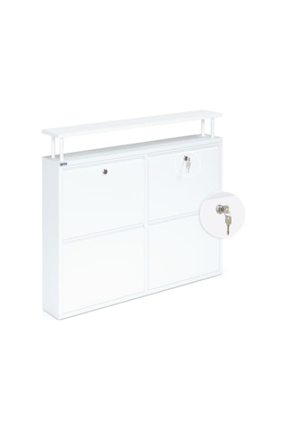 Ceha Kilitli Tablalı 4'lü Metal Ayakkabılık - Kar Beyaz K.AYK-2.4/B/P 9003/KL Beyaz