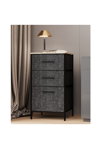 Çok Amaçlı Dolap 3 Çekmeceli Orta Boy Komodin Sehpa Füme 1599