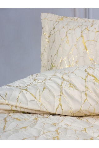 Cotton Box Smart Çift Kişilik Yatak Örtüsü Kadife Varaklı Destello Krem