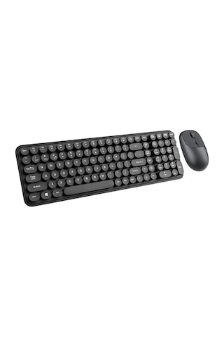 Polham 2.4ghz Kablosuz Retro Klavye Ve Mouse Seti, Tak Çalıştır Tüm Cihazlara Uyumlu Klavye Mouse Seti Lazer
