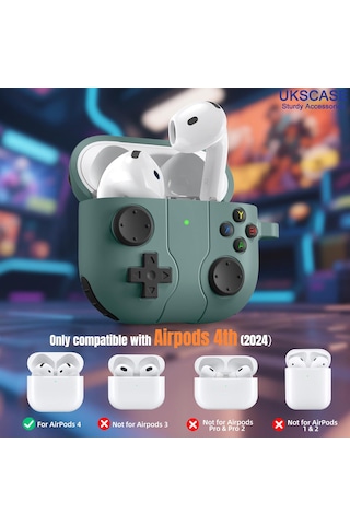 Ukscase Apple Uyumlu AirPods 4 Nesil 2024 Oyun Kolu Tasarımlı Silikon Kılıf 5