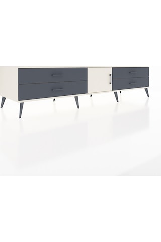 Kronos Tv Ünitesi Tek Raflı 4 Çekmeceli Tek Kapaklı 220x59x51 Aytaşı-aytaşı/antrasit Aytası/antrasıt - Aytası