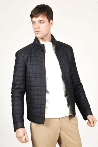 Dericlub E-1203 Gummy Gerçek Deri Erkek Kaban-Lacivert