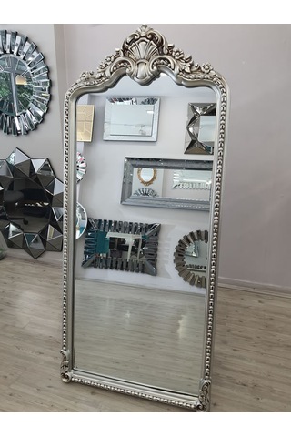 Ayna Denizi Princess Silver Model Gümüş Renk Dekoratif Ayaklı Boy Aynası Gümüş