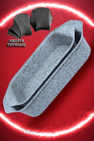 Brioni Stone-age Çizilmez Yanmaz Yapışmaz 2'li Fırın Tepsi Seti Gri