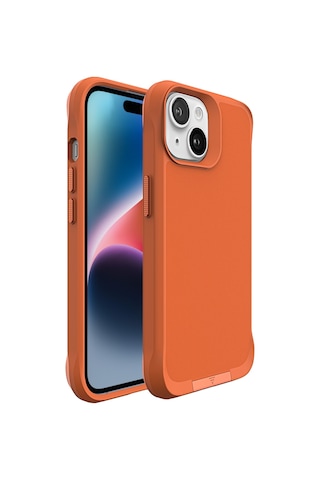 Bix Apple Uyumlu iPhone 14 Plus / 15 Plus Vortex Magsafe Kılıf Stand Özellikli 3x Korumalı Mikro Fiber İç Yüzey Turuncu Turuncu