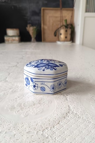 Nurantik Soğan Desenli Vintage Bonboniyer Şekerlik/çerezlik 150 Ml Lacivert