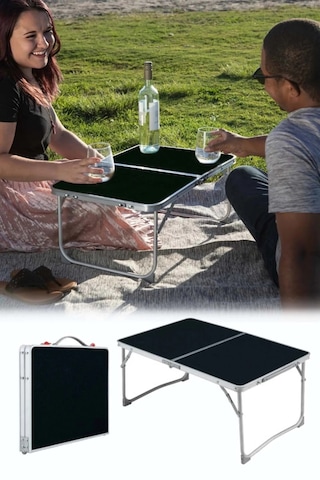 Padilon Küçük Katlanır Kamp Masası Piknik Masası Notebook Masası 60 X 40 Siyah