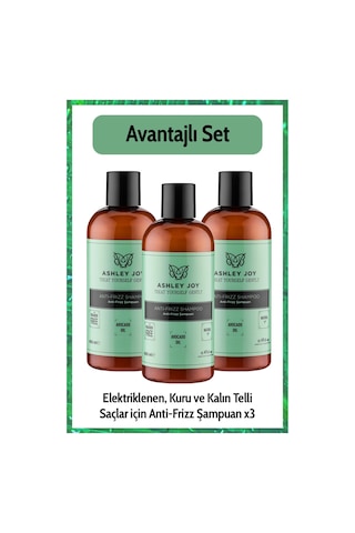 Elektriklenen Kuru Ve Kalın Telli Saçlar İçin Elektriklenme Karşıtı Antifrizz Şampuan 400 Ml X3