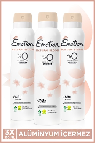 Natural Bloom Kadın Alüminyumsuz Vegan Deodorant 3x150ML Hızlı Kurur, Leke Bırakmaz