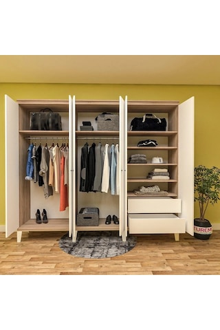 Papatya 6 Kapılı Gardırop Mdf Sis Gri