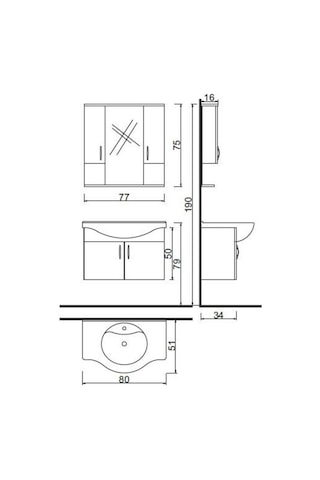 Denko Akyazı 80 Cm Mdf Alize Banyo Dolabı Takımı Çok Renkli