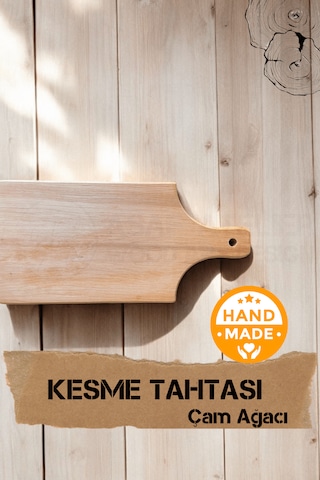 El Yapımı Çam Ağacı Ahşap Kesme Tahtası 32 X 16 Cm