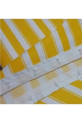 Ceylan Home Balkon Perdesi Kuş Gözü Ölçü Seçenekli Sarı Beyaz Çizgili Sarı