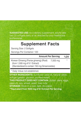 Deal Supplement Korean Red Panax Ginseng Root Extract 7,500mg Per
