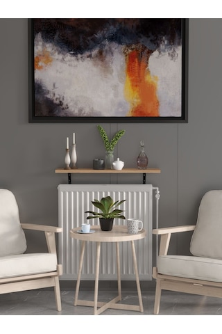 Montajsız Petek Üstü Uçan Raf Kalorifer Peteği 80x20 Cm Beyaz - Atlantik Çam Atlantik Çam