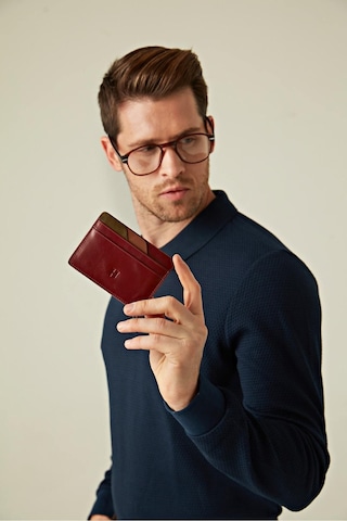 Helmbrook London Elton Erkek Bordo Plus Color Deri İnce Tasarım Çok Bölmeli Rfid Korumalı Kartlık Bordo