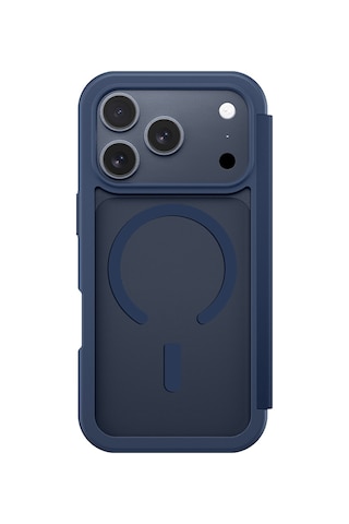 Apple Uyumlu iPhone 17 Pro Max Pu Kartlıklı Kapaklı Amazingthing Glamour Foilo Serisi Kılıf Mavi Mavi