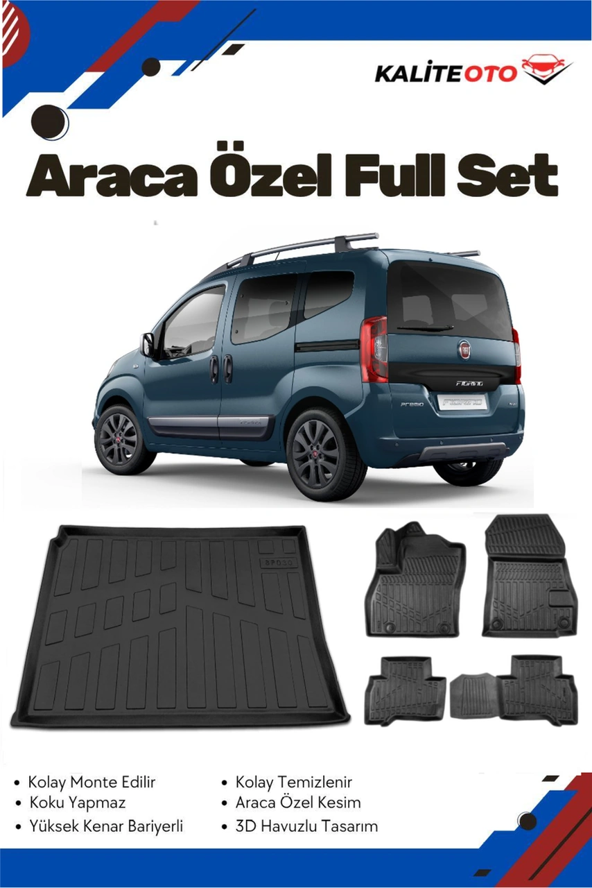 Fiat Fiorino 2022 Model Yumuşak Paspas+bagaj Havuzu Seti