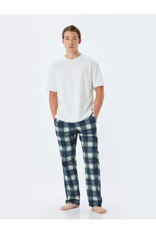 Koton Oversize Pijama Altı Pamuklu Beli Lastikli Cep Detaylı Pamuklu Haki Ekose 4slm50007mw Haki