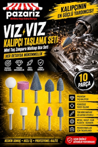 Kalıp Taşlama Makinası Aksesuarı 10 Parça Vız Vız Kalıpçı Taşlama Seti Mini Taş Zımpara Matkap Ucu Seti