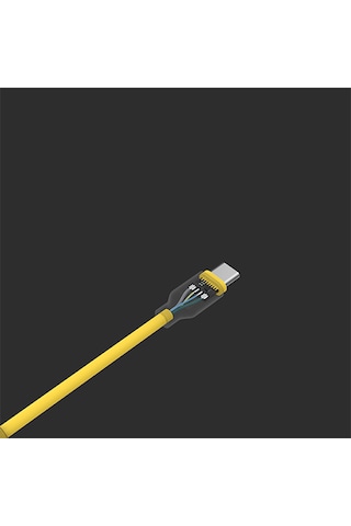 Sharge Phantom USB-C to USB-C 100W Ekstra Elastik Hızlı Şarj Kablosu - Sarı