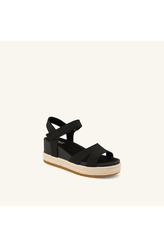 10023085 Black Heavy Canvas Sandalet Kadın Adidas 10023078 10023085 Toms Alana Wedge Sandal siyah
