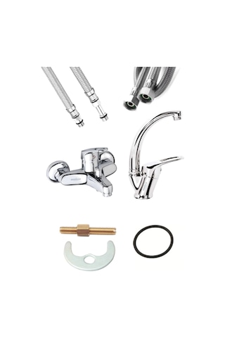 Armilla 2 Li Set Banyo Ve Mix Kuğu Banyo Lavabo Musluğu Çemesi Bataryası Sıcak Soğuk Çift Su Girişli Diğer Armilla 2 Li Set Banyo Ve Mix Kuğu Banyo Lavabo Musluğu Çemesi Bataryası Sıcak Soğuk Çift Su Girişli Diğer