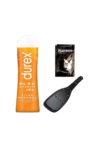 Durex Play Sıcak Dokunuş Bay Bayan Uyarıcılı Jel 100 Ml + Siyah Deri Şaplak + Hediye