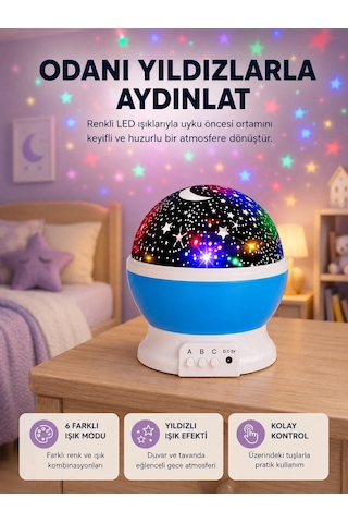 Ers Renkli Led Gece Lambası 6 Işık Modlu Çocuk Odası Atmosfer Aydınlatma Diğer