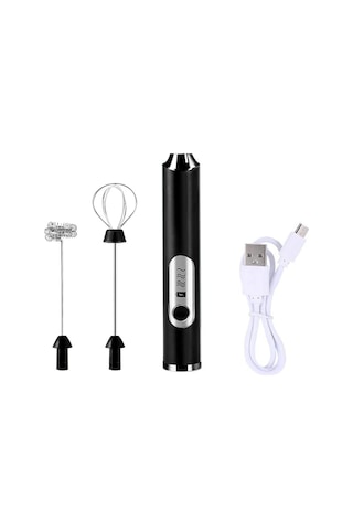 Soulader Taşınabilir Şarjlı Süt Köpürtücü - Evde & Ofiste Kolay Kullanım - Otomatik Kapama Siyah