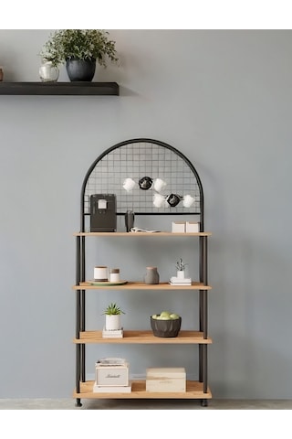 Çevir Kur Atlantik Çam 4 Raflı Kahve Köşesi Dolabımutfak Düzenleyici, Stand, 71x167x35 Cm Atlantik Çam