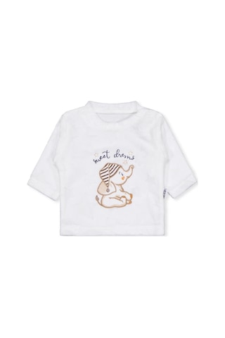 Albimini Minidamla Filli Nakış Patikli 2li 1-6 Ay Pijama Takımı - Ekru
