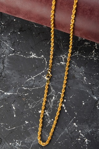 14 Ayar Altın Zincir Kalın Halat Zincir Kolye 45 Cm Uzunluk 4,00 Mm Eni