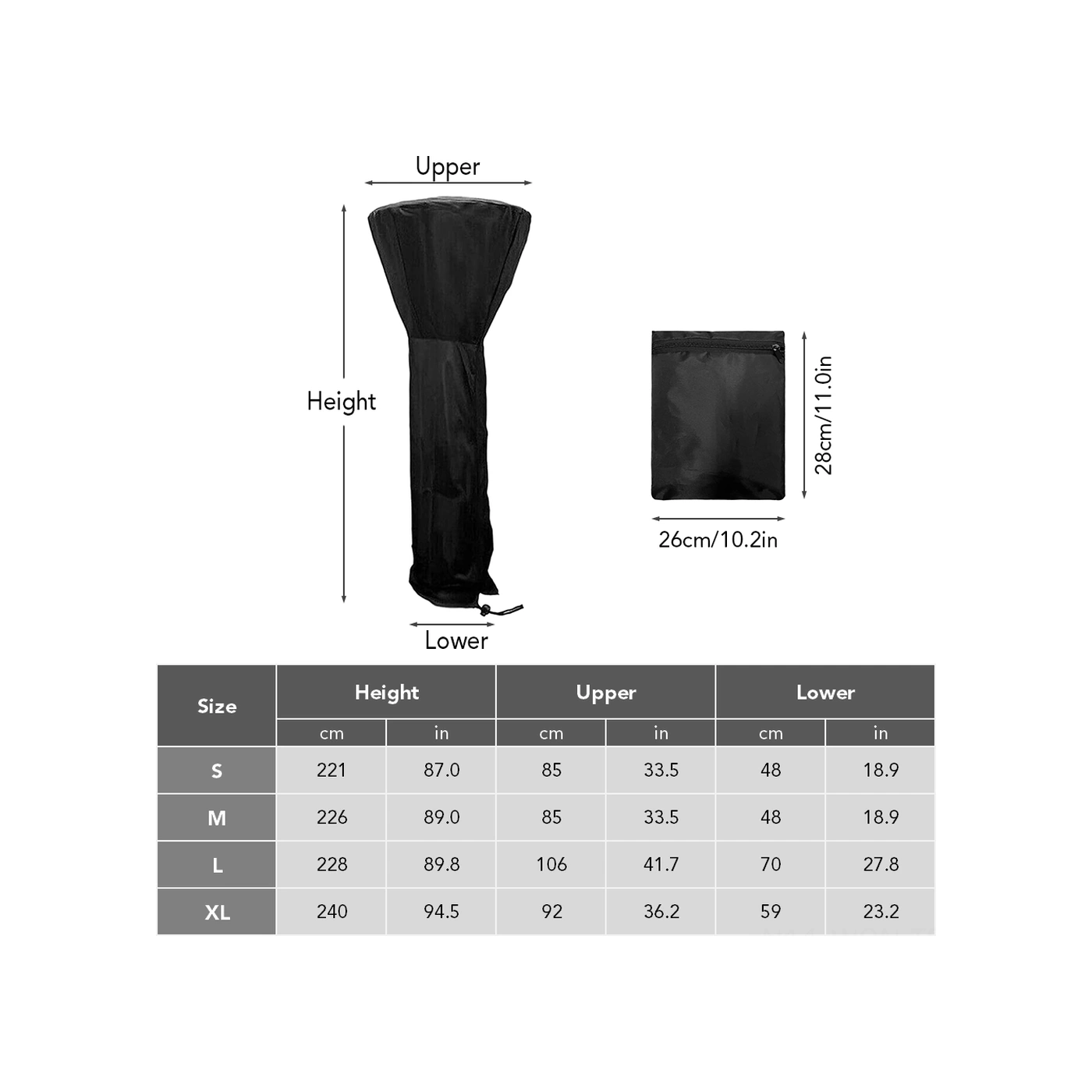 Neevoyu 210d Oxford Pu Kaplama Bahçe Isıtıcı Koruması - Su Geçirmez, Yağmur Ve Güneş Tenkidi - 221x85x48 Cm S Boyutu