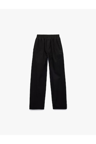 Koton Pamuklu Rahat Kalıp Beli Lastikli Cepli Gabardin Pantolon Siyah 6skb40117tw
