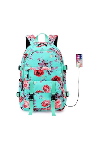 Gündelik Öğrenci Schoolbag Baskı Su Geçirmez Sırt Çantası Yeşil A.Kahverengi