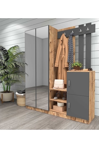 Robinhome Robin Home Benjamin Vestiyer Portmanto Ayakkabılık Çam-Gri