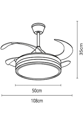Tavan Vantilatörü Pervaneli Avize Kumandalı Açılır-kapanır Gizlinebilir Kanat Üç Işık Renk Cap108 Cm-03