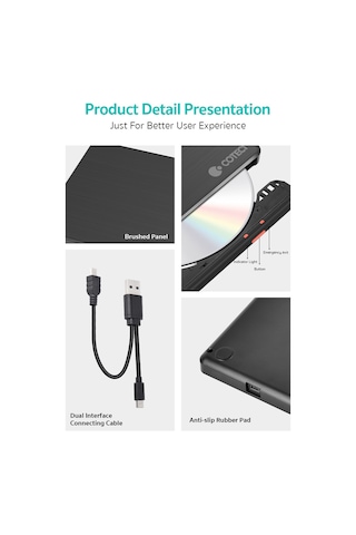 Çift Bağlantılı Usb 2.0 & Type-c Harici Dvd-rw Yazıcı Ve Okuyucu