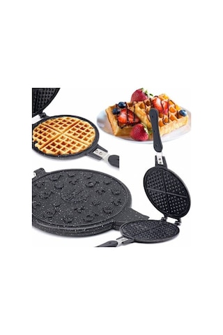 Taşhan Döküm Granit Waffle Tavası 20 CM Bakalit Sap