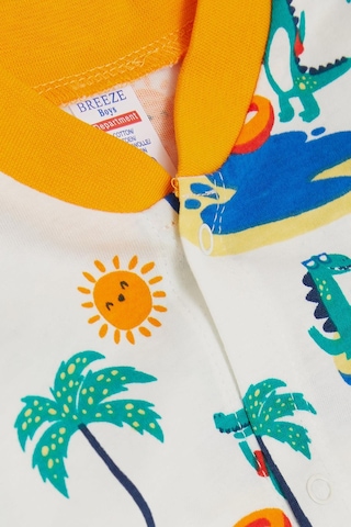 Breeze Erkek Bebek Tulum Tatil Temalı Hayvancık Desenli 0-6 Ay, Beyaz Beyaz