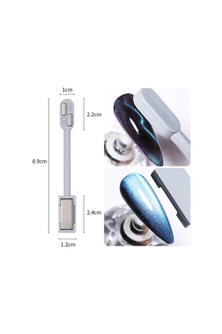 Çift Uçlu Çizgi Efekt Geniş Ve Çift Bar Kedi Gözü Oje Mıknatısı Cat Eye Magnet Gri 2hcat01