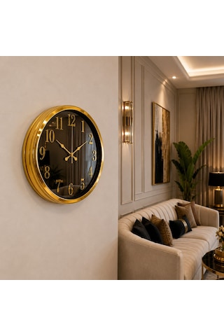 Büro Ev Ofis Hediyesi İçin 40cm Aynalı Golden Luxury Duvar Saati Diğer