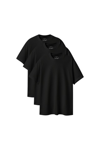 Velvoria Unisex Oversize Basic 3'lü Siyah Renk T-shirt Çok Renkli16
