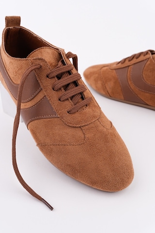 Muggo Vibe Bağcıklı Günlük Kadın Sneaker Spor Ayakkabı Taba