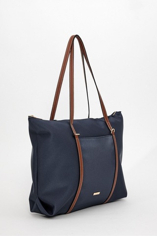 Lovelystore Çift Saplı Paraşüt Kumaş Büyük Boy Shopper Çanta Üniversite Ofis Anne Bebek Omuz Çantası 47x30x15 Lacivert