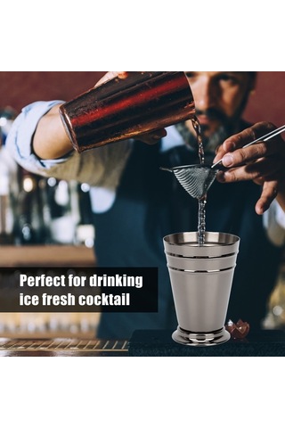 Xindoker 400ml 304 Paslanmaz Çelik Buzlu Kokteyl Bardak, Konik Saplı, Siyah, Dayanıklı, Kolay Temizlenir, Parlak Yüzey