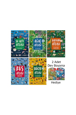 Su Altı Atlası - Ağaç Atlası - Hayvan Atlası - Kuş Atlası - Böcek Atlası Ciltli +2 Dev Boyama Posteri Hediye